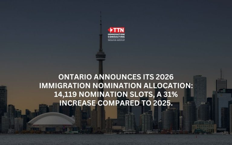 Ontario announces its 2026 immigration nomination allocation 14,119 nomination slots, a 31% increase compared to 2025